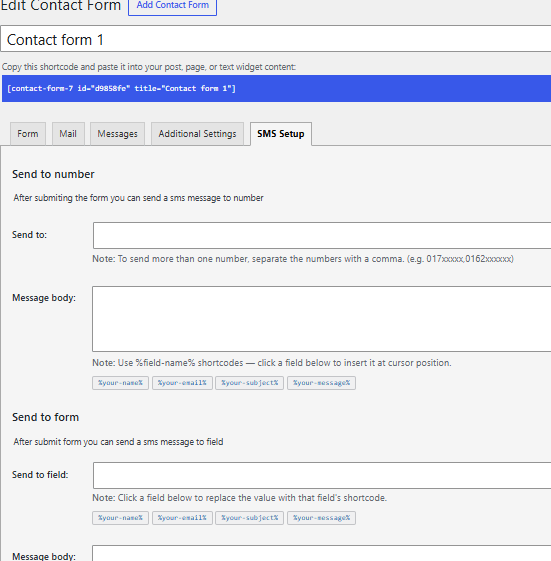 Easy Contact form 7 SMS integrating system